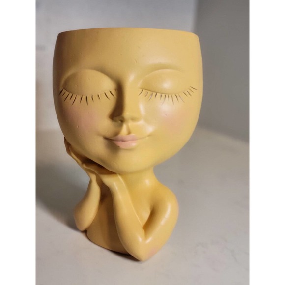 Does not apply Other - NIB Handcrafted Large Resin Face Planters Pot Head Planter for Indoor Outdoor